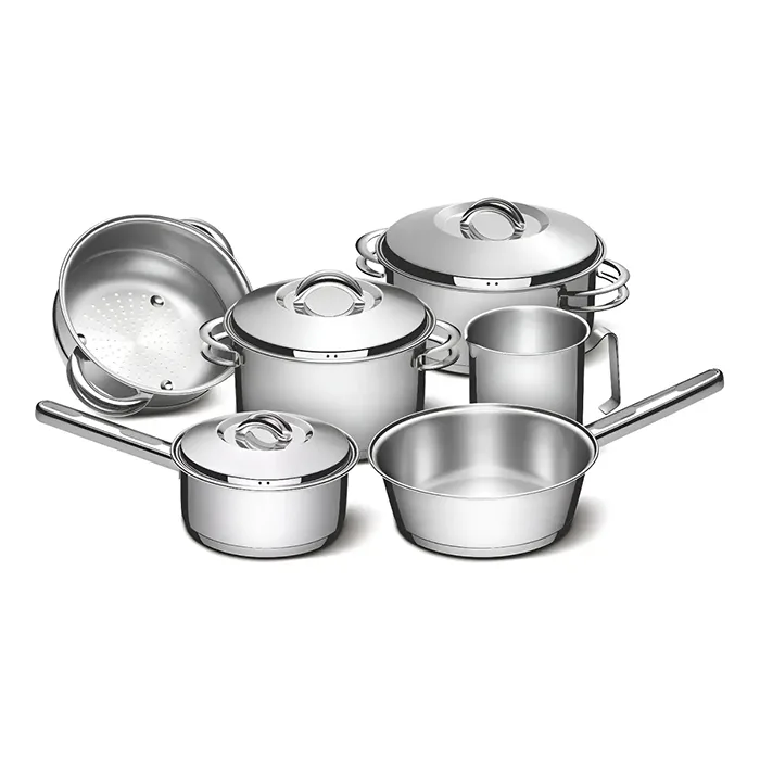Bateria de Cocina Juego Ollas Cacerola 6 Piezas Tramontina Solar Acero Inoxidable Triple Fondo